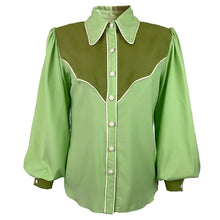 Load image into Gallery viewer, Anytime, Cowboy Blouse - Green SALE