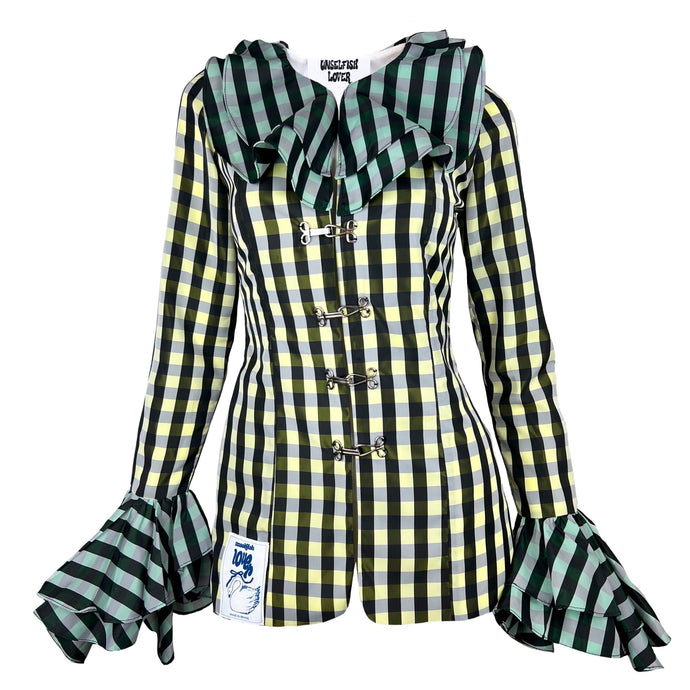 Baby Roulette blouse - Blue & Yellow check pattern