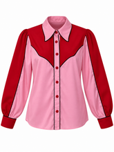 Load image into Gallery viewer, Anytime, Cowboy blouse - Red &amp; Pink