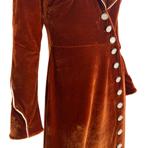 Cademar Velvet Dress - Cognac Brown